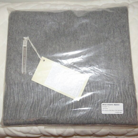 New With Tags Alicia Adams Alpaca Patmos Throw 51" x 71" Light Grey MSRP: $495 - Picture 5 of 7